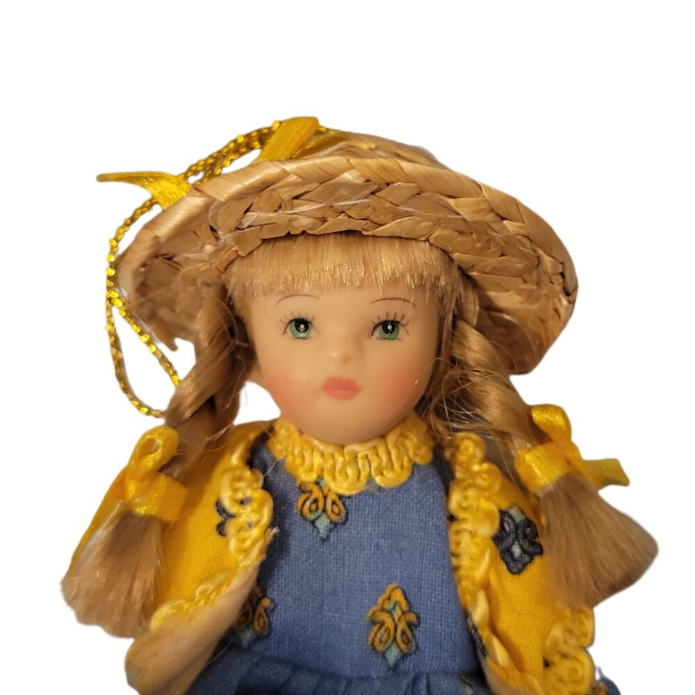 Hand Painted Porcelain Doll Ornament Vintage Made in France Les Poupeés de Mado